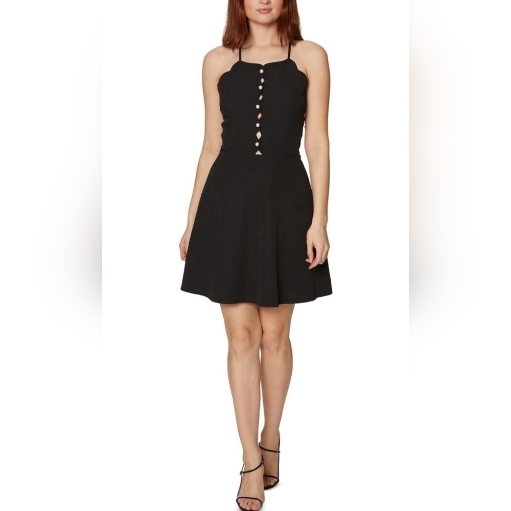 Betsey Johnson Women's Scalloped Dress with Pearl Buttons